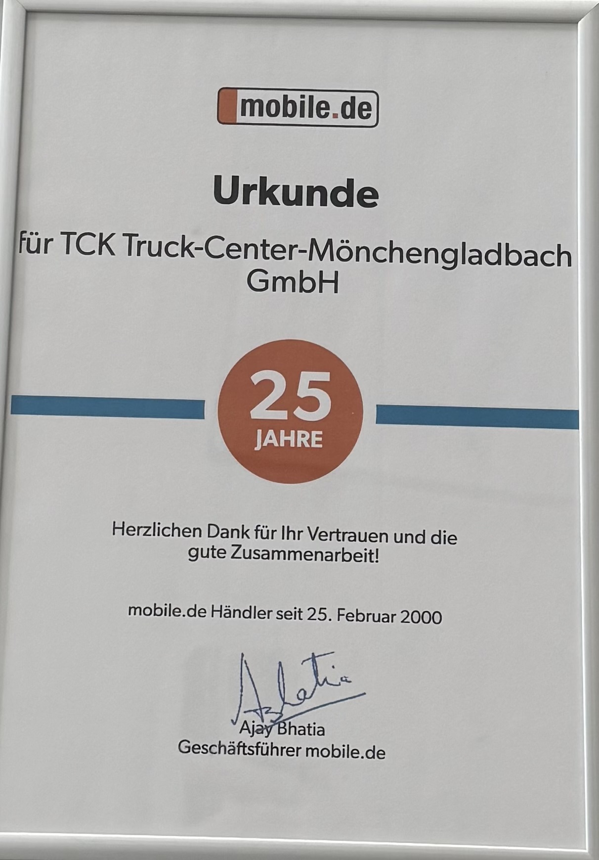 mobile.de Urkunde